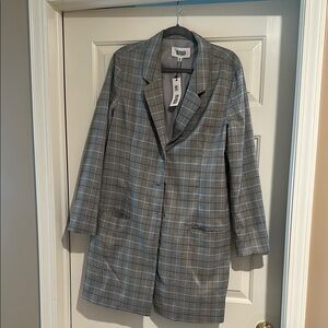 Gray Plaid Long Coat